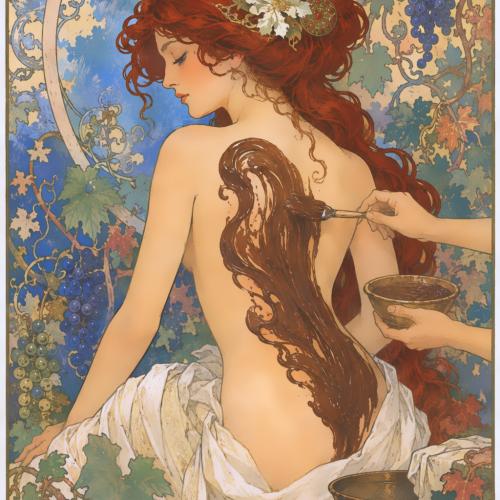 Illustrazione di una donna durante un rituale al cioccolato per il corpo presso LaVita Spa & Beauty